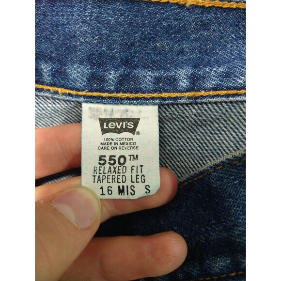 Vintage Levis 550 Jeans Womens 16 Short Blue Denim Relaxed Fit Tapered Leg Dark - Picture 7 of 8